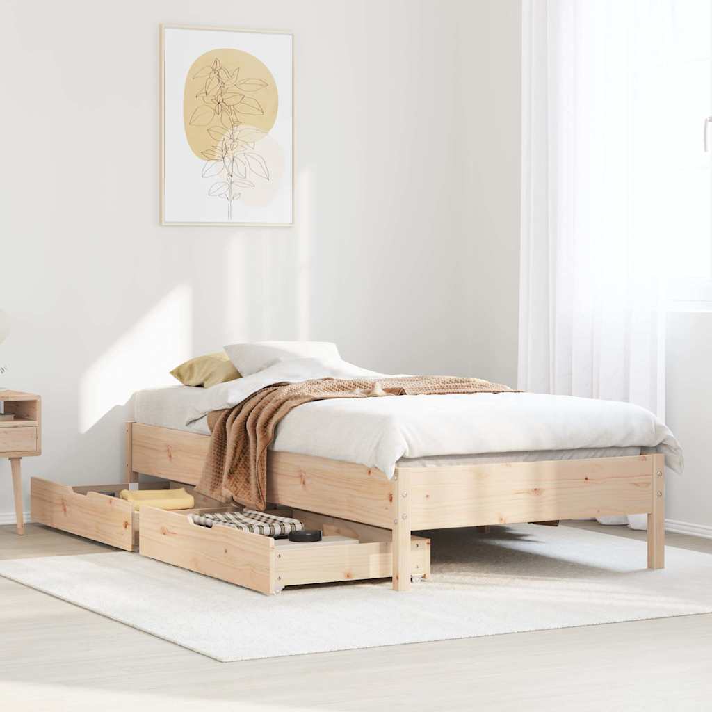 Bed Frame Without Mattress 90X190 Cm Single Solid Wood Pine