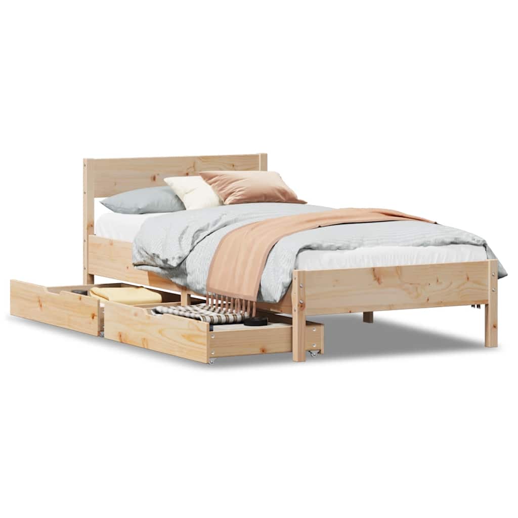 Bed Frame Without Mattress 90X190 Cm Single Solid Wood Pine
