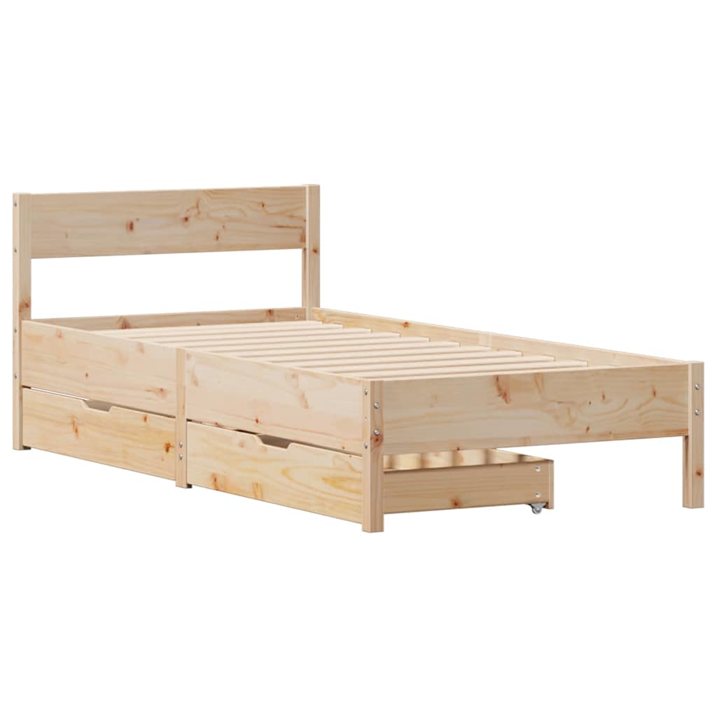 Bed Frame Without Mattress 90X190 Cm Single Solid Wood Pine