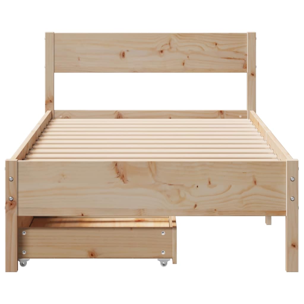 Bed Frame Without Mattress 90X190 Cm Single Solid Wood Pine