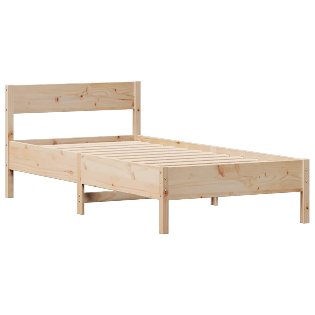 Bed Frame Without Mattress 90X190 Cm Single Solid Wood Pine