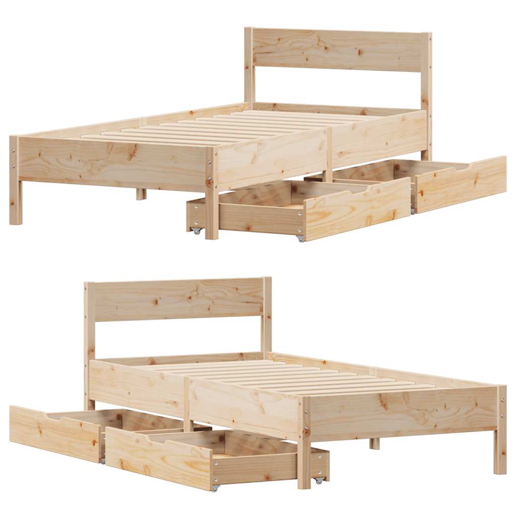 Bed Frame Without Mattress 90X190 Cm Single Solid Wood Pine
