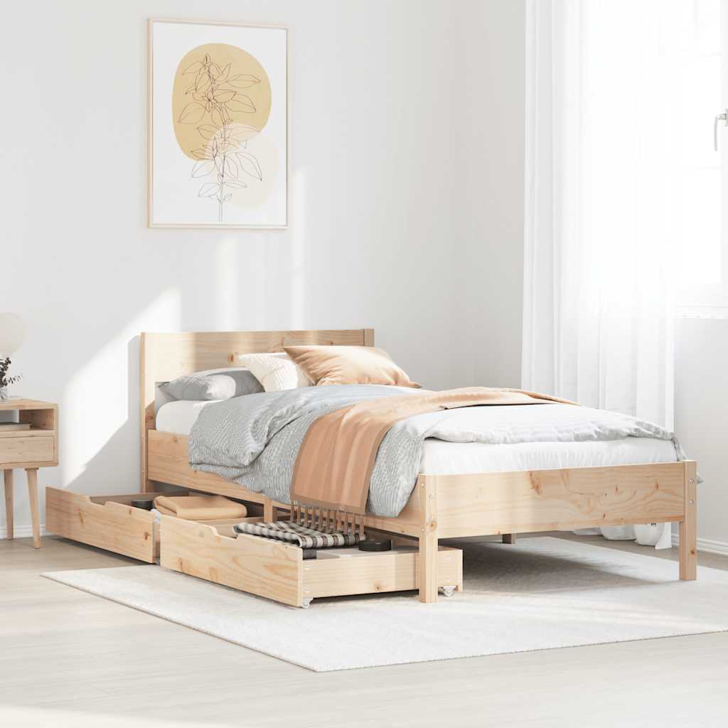 Bed Frame Without Mattress 90X190 Cm Single Solid Wood Pine