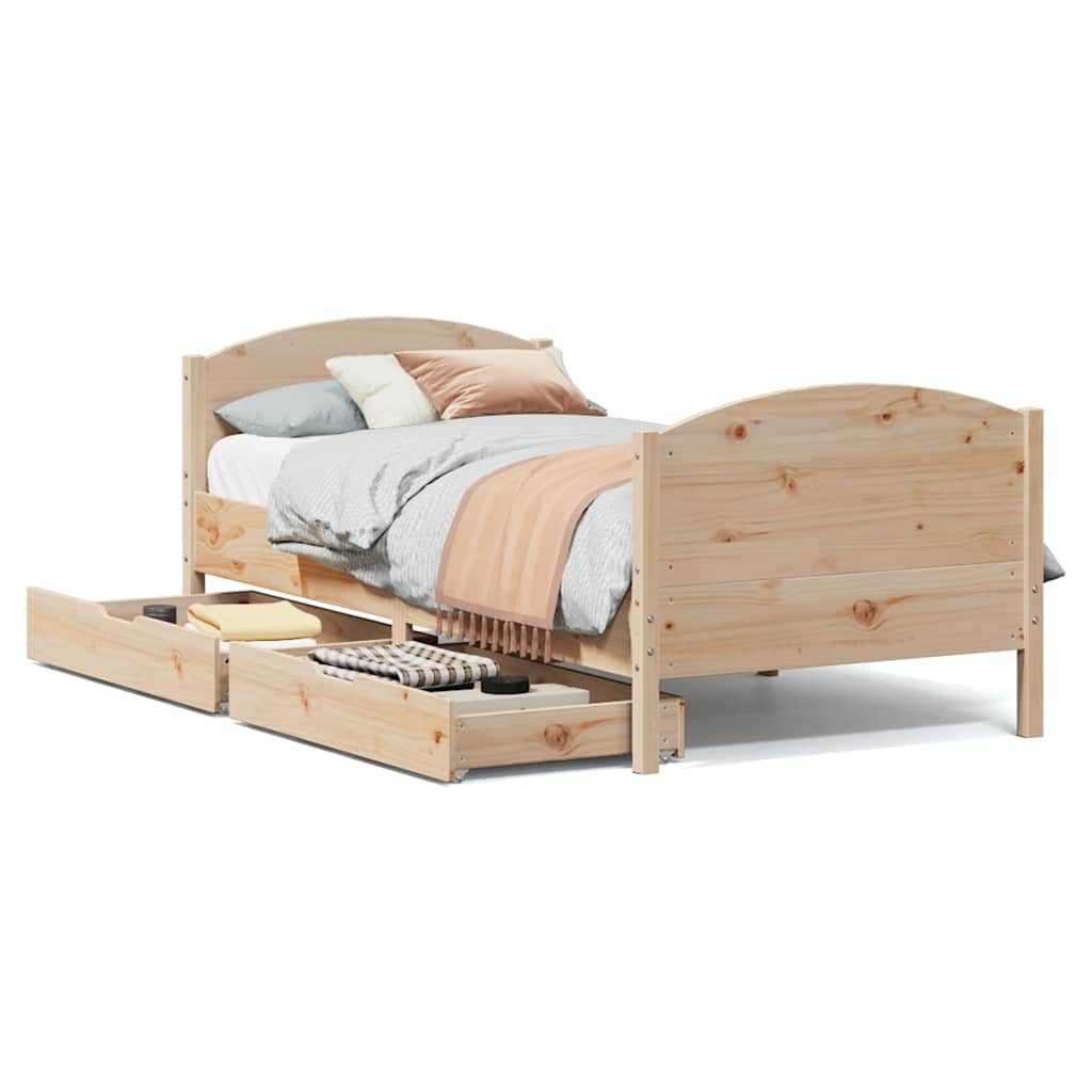 Bed Frame Without Mattress 90X190 Cm Single Solid Wood Pine