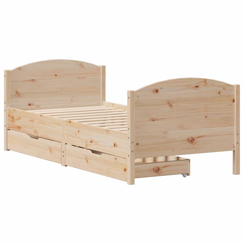 Bed Frame Without Mattress 90X190 Cm Single Solid Wood Pine