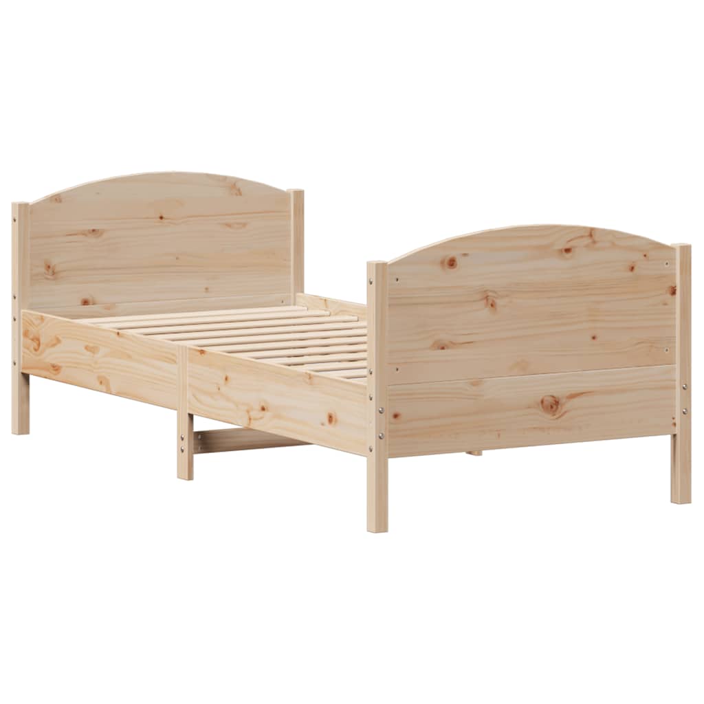 Bed Frame Without Mattress 90X190 Cm Single Solid Wood Pine