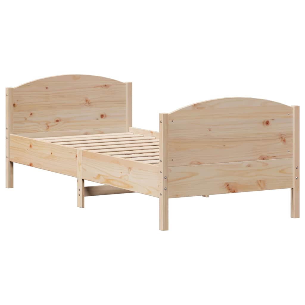 Bed Frame Without Mattress 90X190 Cm Single Solid Wood Pine