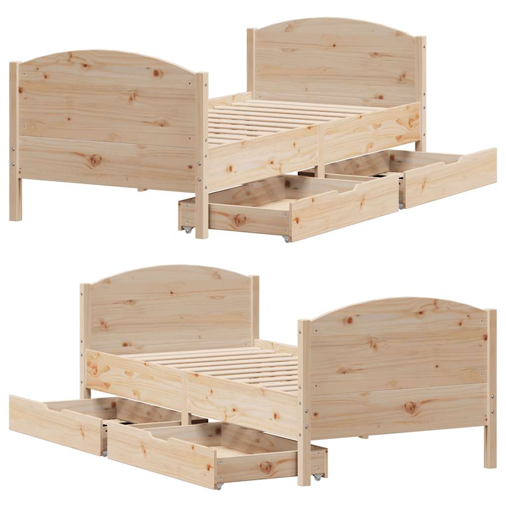 Bed Frame Without Mattress 90X190 Cm Single Solid Wood Pine