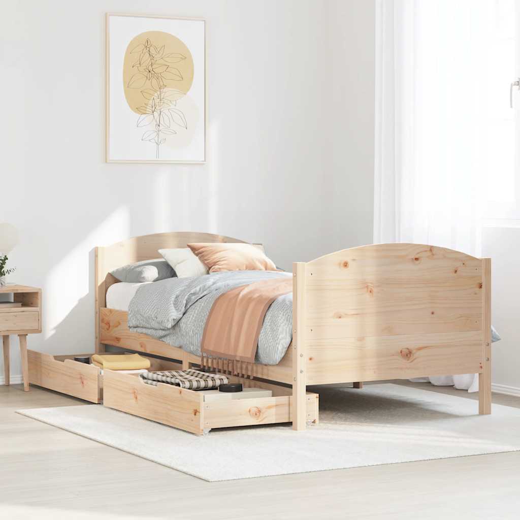 Bed Frame Without Mattress 90X190 Cm Single Solid Wood Pine