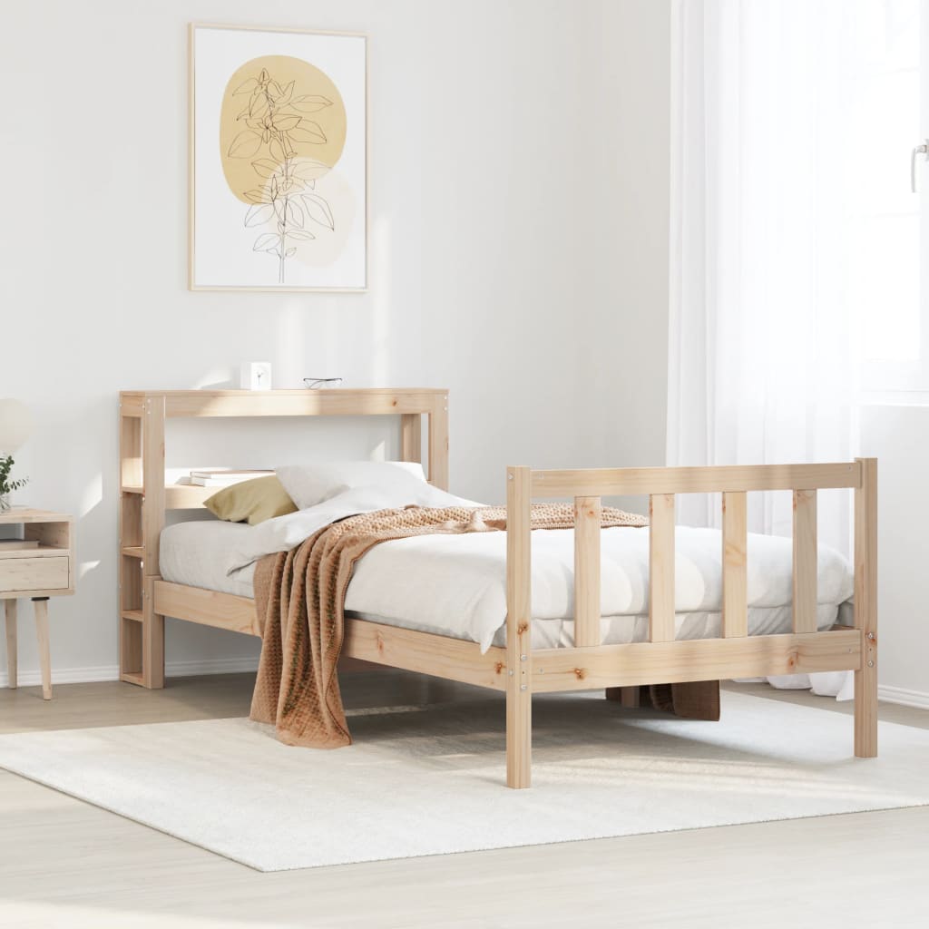 Bed Frame Without Mattress 90X190 Cm Single Solid Wood Pine