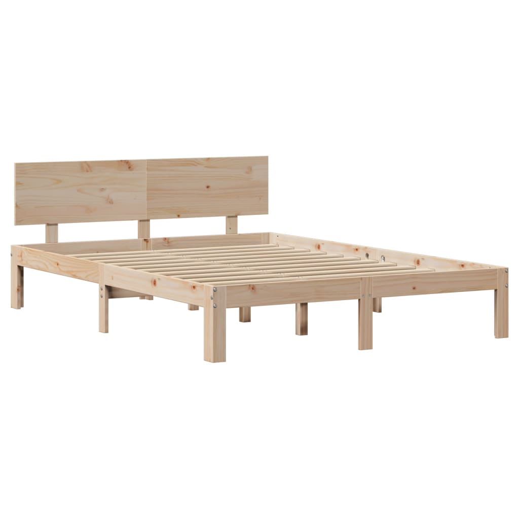 Bed Frame With Headboard Without Mattress 140X190 Cm