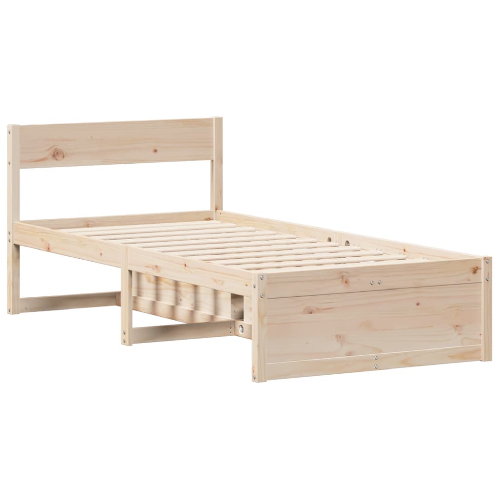 Bed Frame Without Mattress 90X190 Cm Single Solid Wood Pine