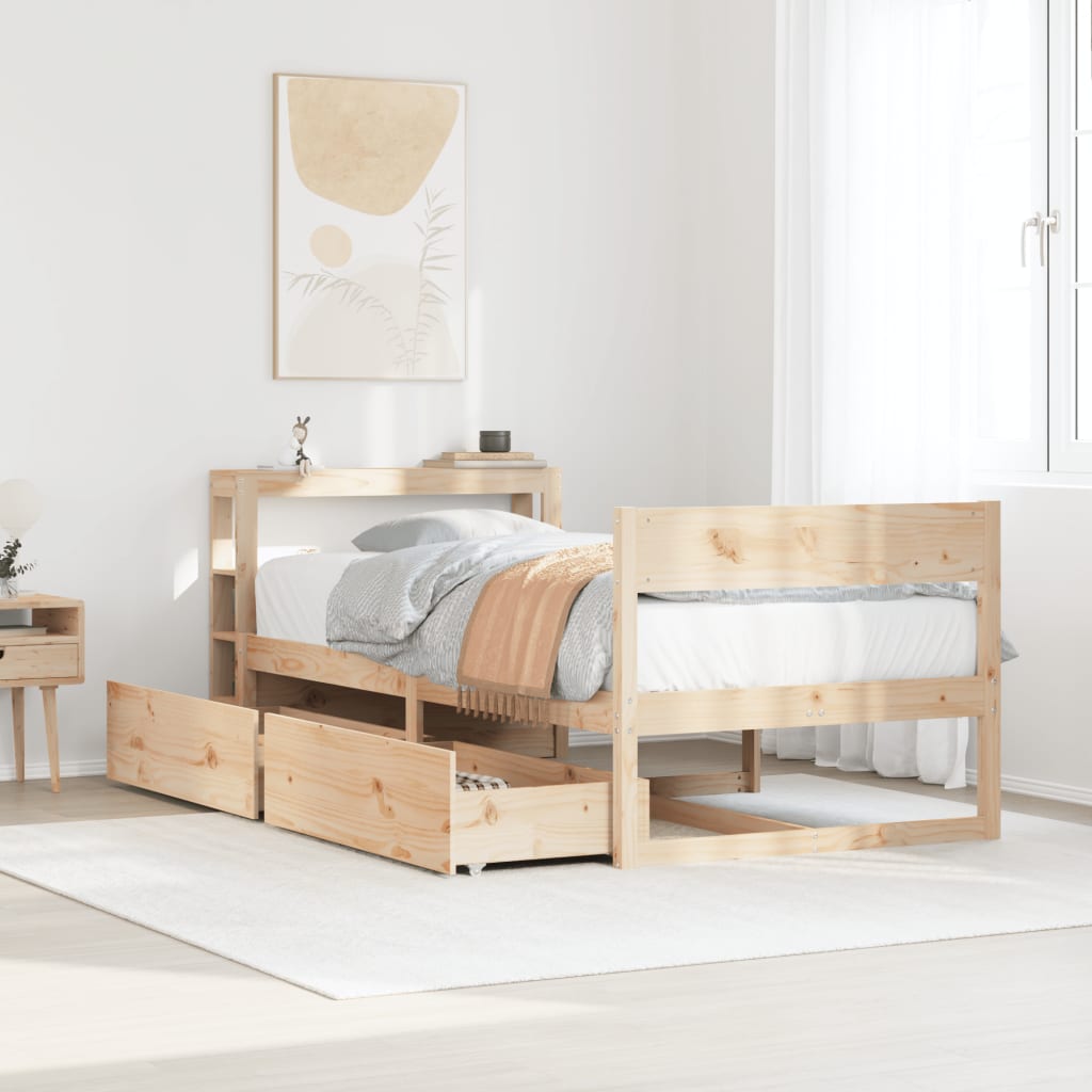 Bed Frame Without Mattress 90X190 Cm Single Solid Wood Pine