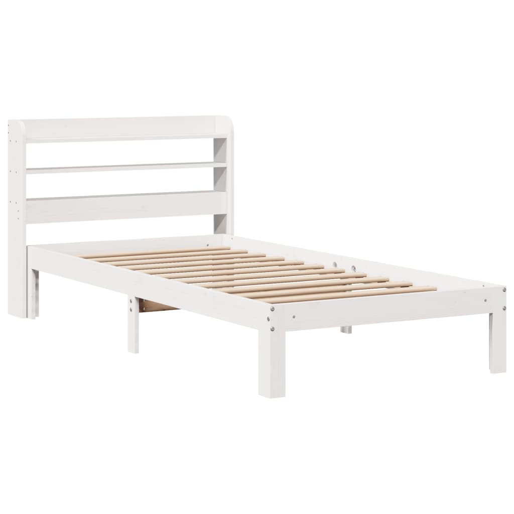 Bed Frame With Headboard Without Mattress White 90X190 Cm Single