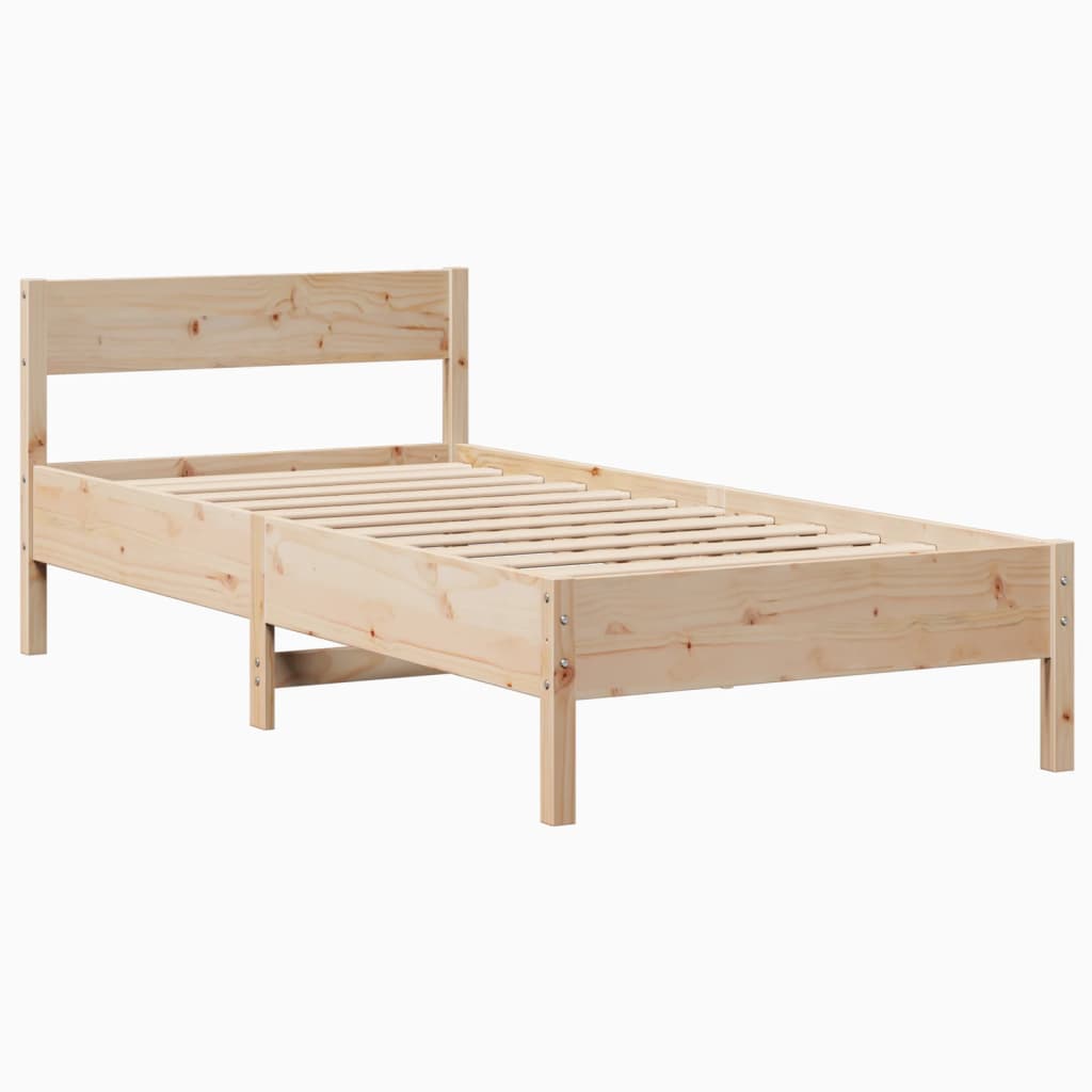 Bed Frame Without Mattress 90X190 Cm Single Solid Wood Pine