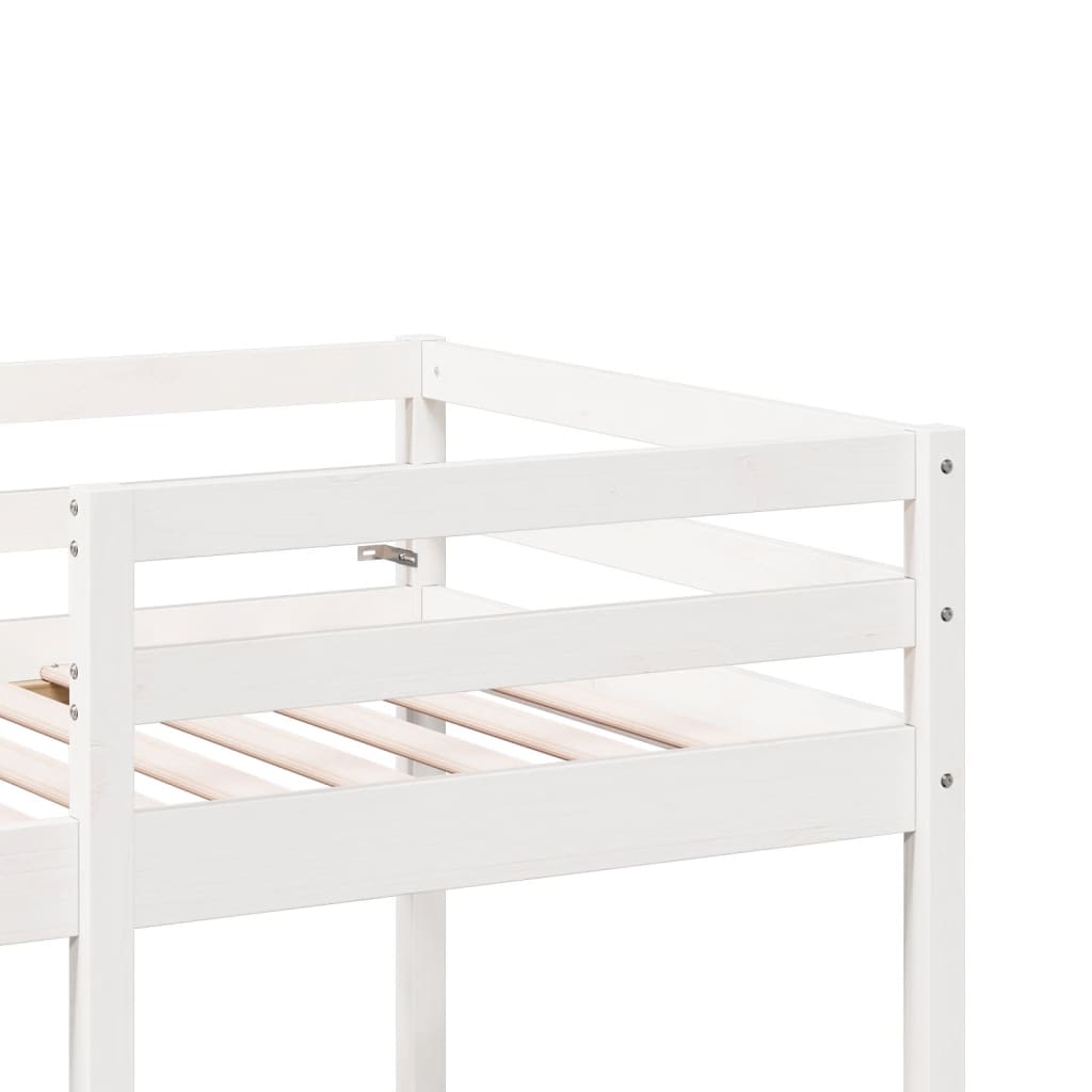 Loft Bed Frame With Desk And Chairs White 90X200Cm Solid Wood Pine