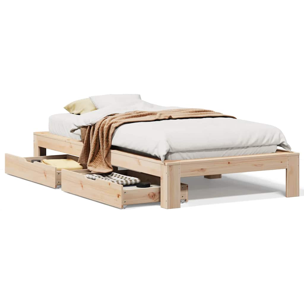 Bed Frame Without Mattress 90X190 Cm Single Solid Wood Pine
