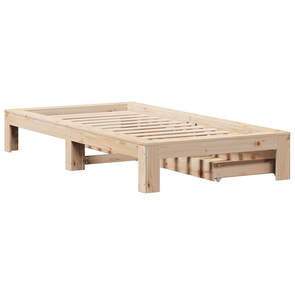 Bed Frame Without Mattress 90X190 Cm Single Solid Wood Pine