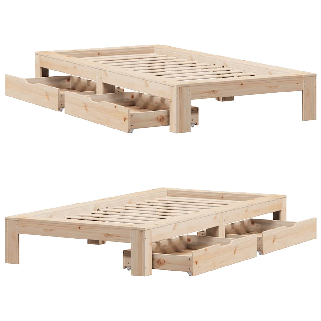 Bed Frame Without Mattress 90X190 Cm Single Solid Wood Pine