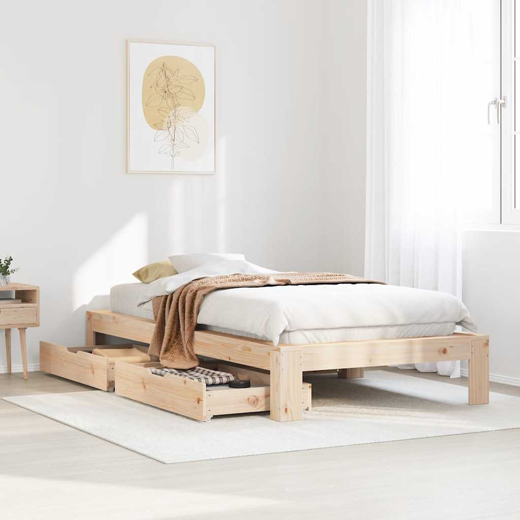 Bed Frame Without Mattress 90X190 Cm Single Solid Wood Pine