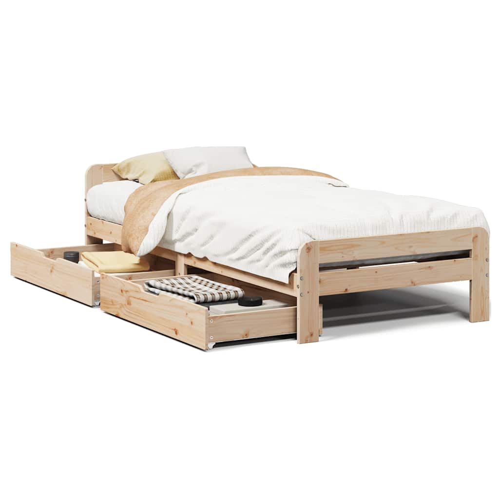 Bed Frame Without Mattress 90X190 Cm Single Solid Wood Pine