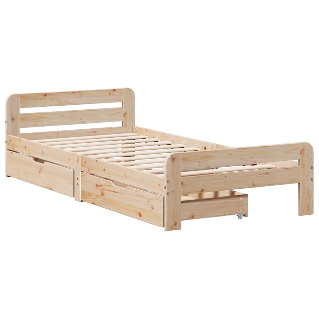 Bed Frame Without Mattress 90X190 Cm Single Solid Wood Pine