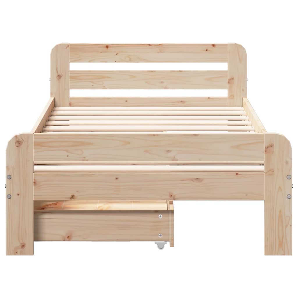 Bed Frame Without Mattress 90X190 Cm Single Solid Wood Pine
