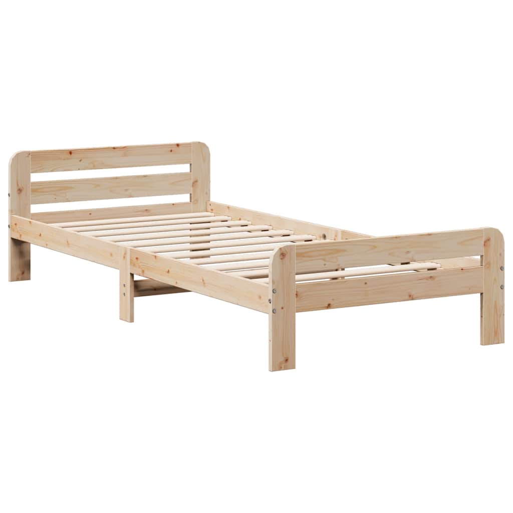 Bed Frame Without Mattress 90X190 Cm Single Solid Wood Pine