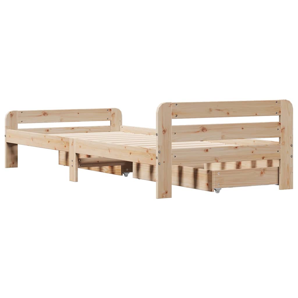 Bed Frame Without Mattress 90X190 Cm Single Solid Wood Pine