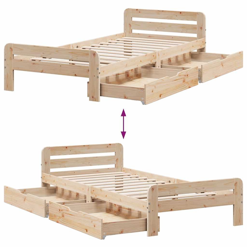 Bed Frame Without Mattress 90X190 Cm Single Solid Wood Pine