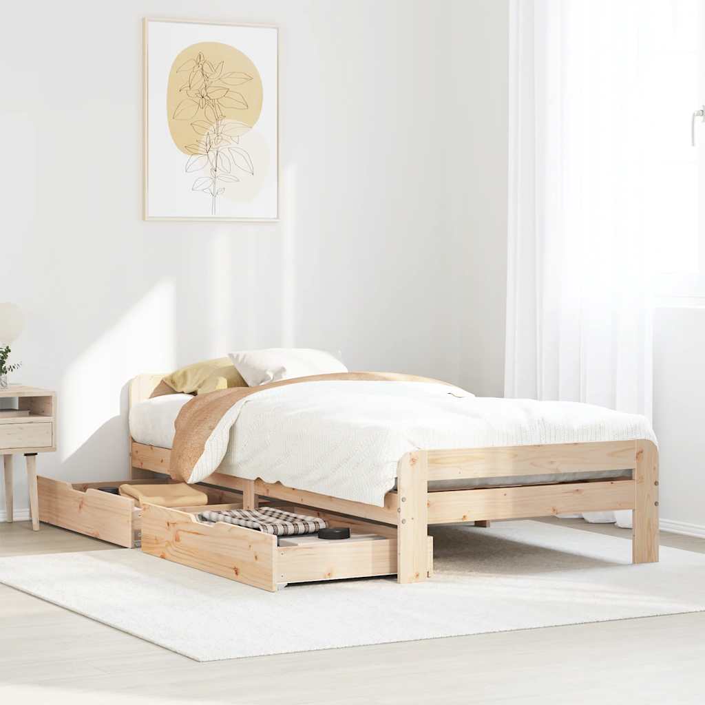 Bed Frame Without Mattress 90X190 Cm Single Solid Wood Pine