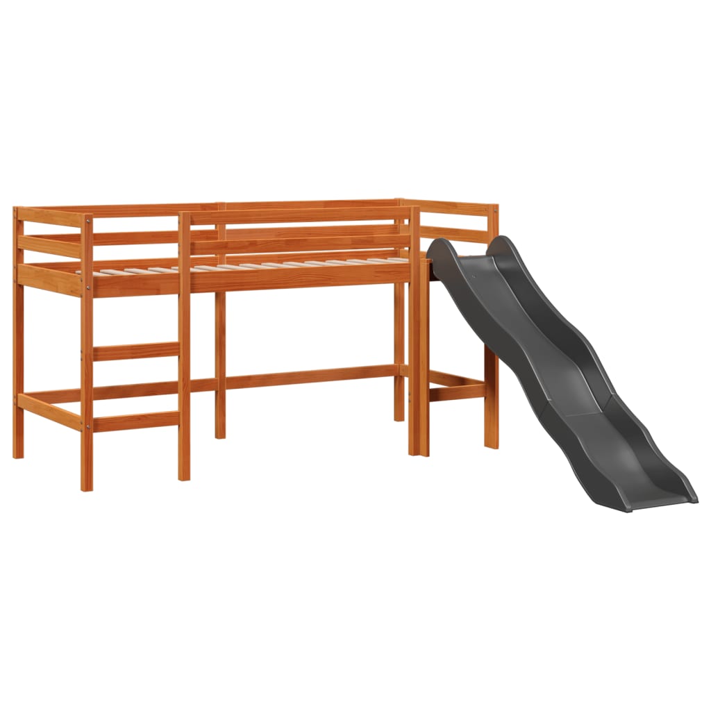 Kids' Loft Bed With Tunnel White&Black 90X200 Cm Solid Wood Pine