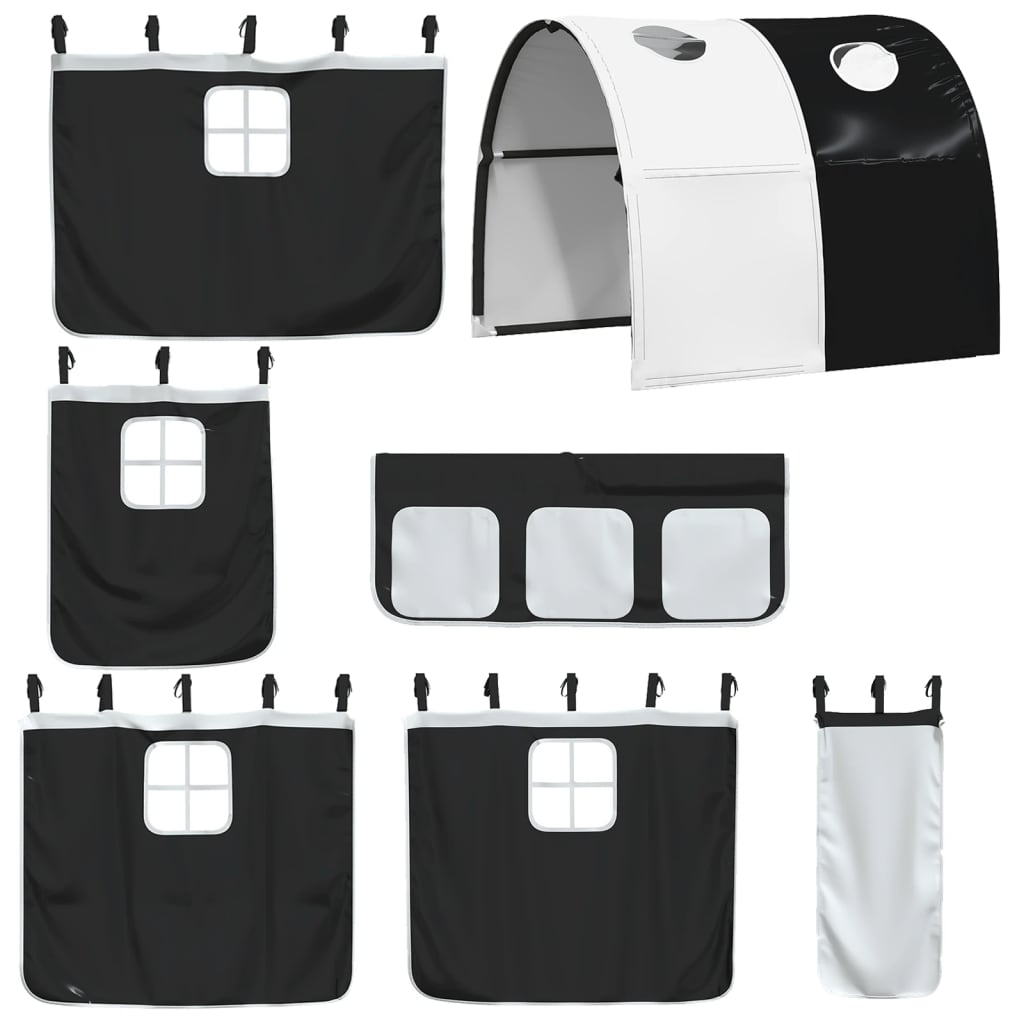 Kids' Loft Bed With Tunnel White&Black 90X200 Cm Solid Wood Pine