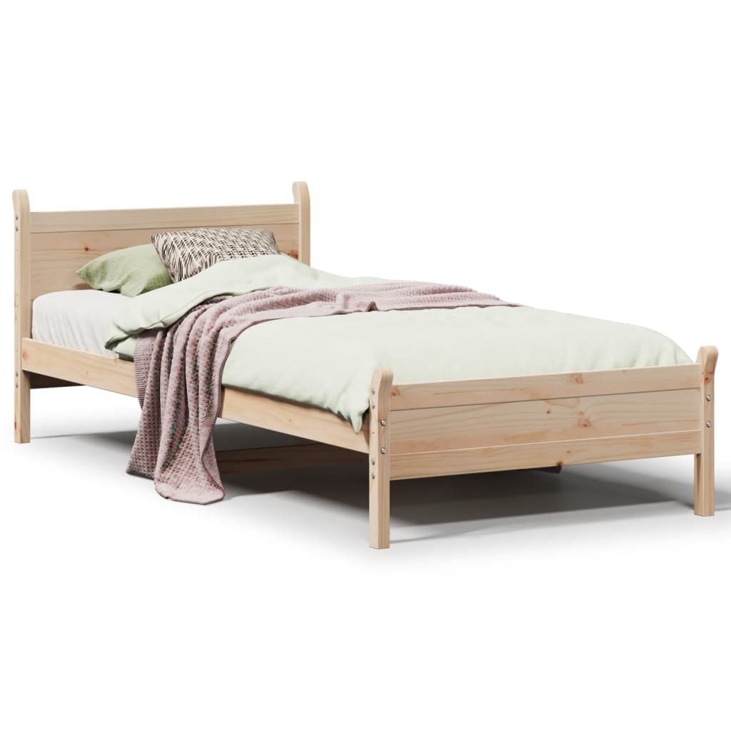 Bed Frame Without Mattress 90X190 Cm Single Solid Wood Pine