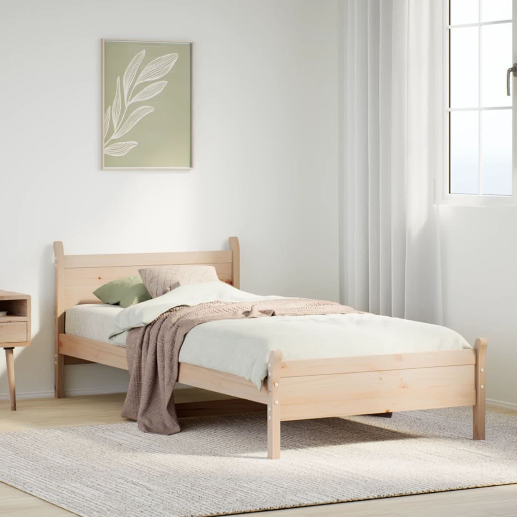 Bed Frame Without Mattress 90X190 Cm Single Solid Wood Pine
