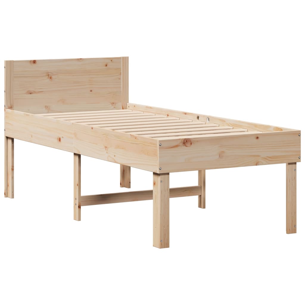 Bed Frame Without Mattress 90X190 Cm Single Solid Wood Pine