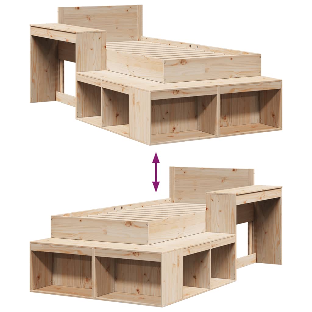 Bed Frame Without Mattress 90X190 Cm Single Solid Wood Pine