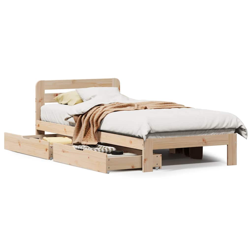 Bed Frame Without Mattress 90X190 Cm Single Solid Wood Pine