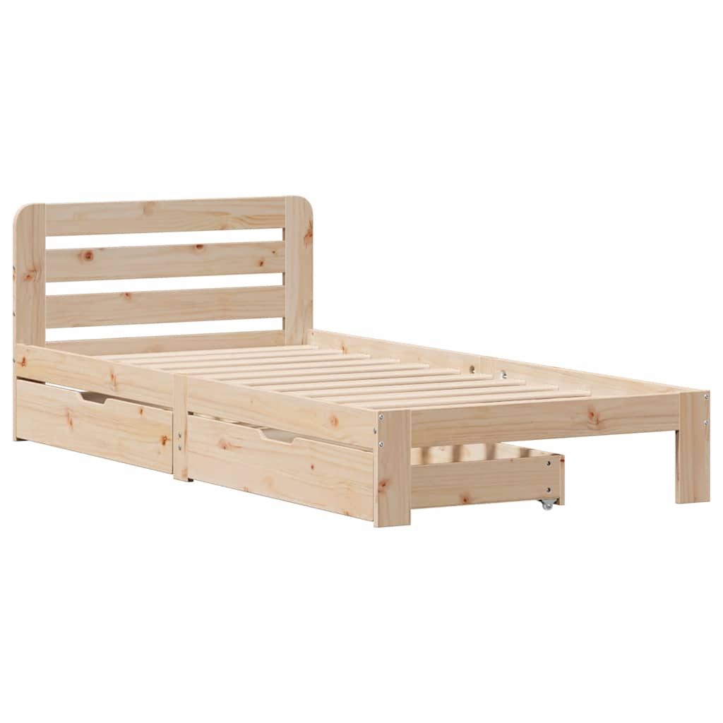 Bed Frame Without Mattress 90X190 Cm Single Solid Wood Pine