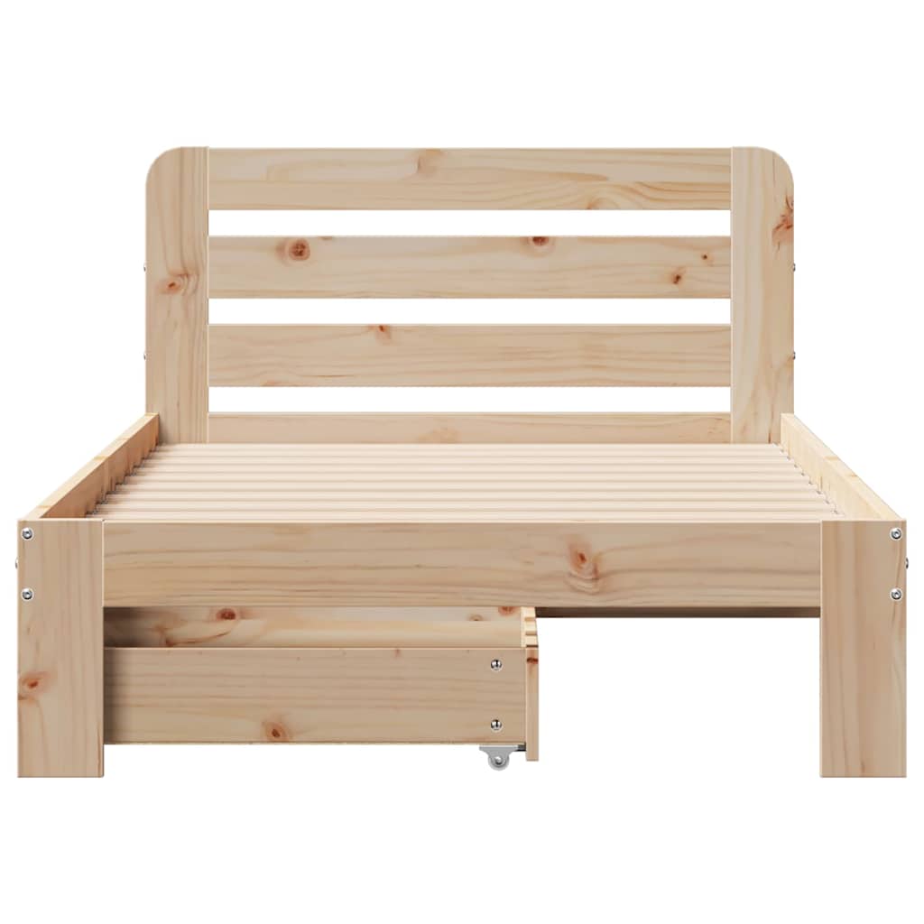 Bed Frame Without Mattress 90X190 Cm Single Solid Wood Pine