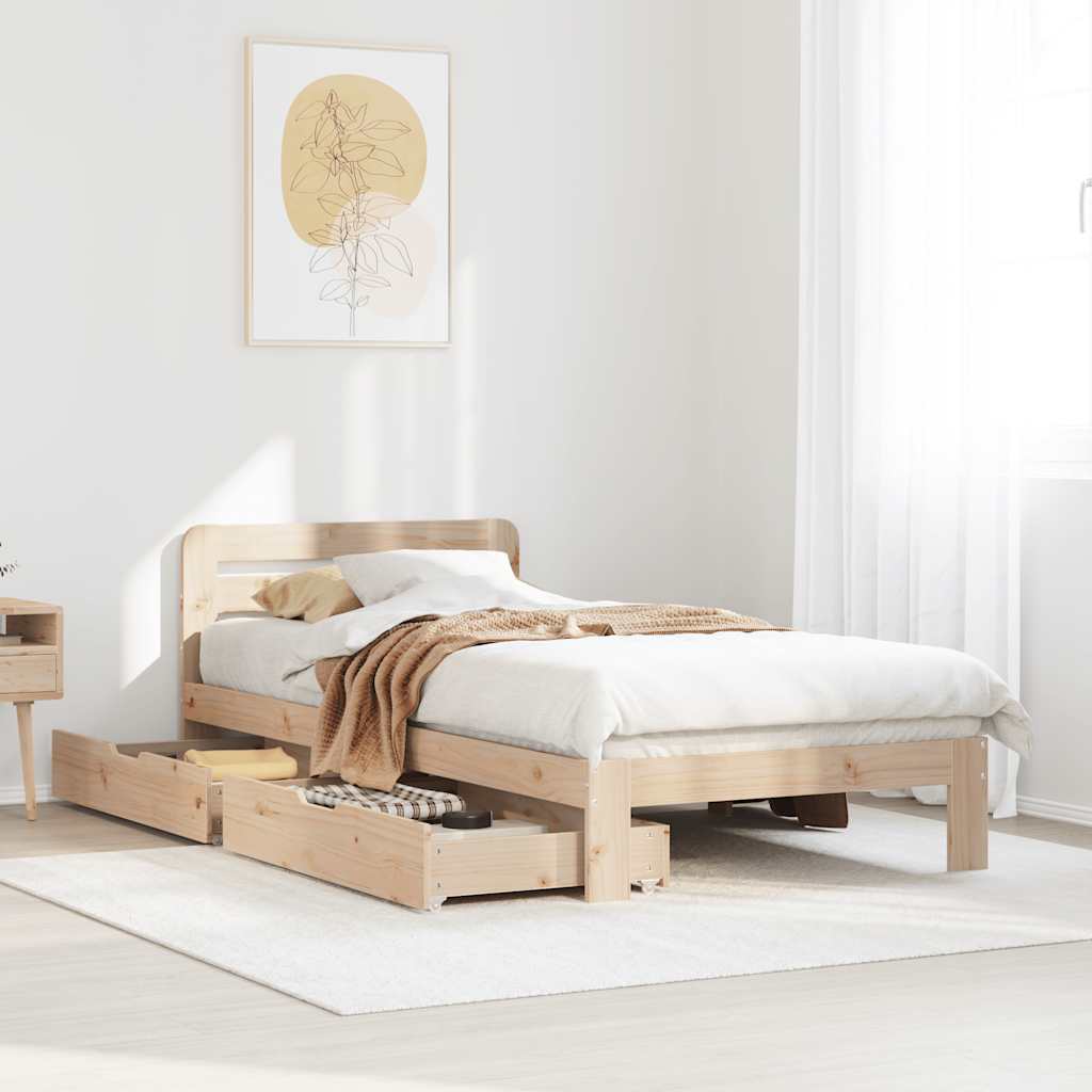 Bed Frame Without Mattress 90X190 Cm Single Solid Wood Pine