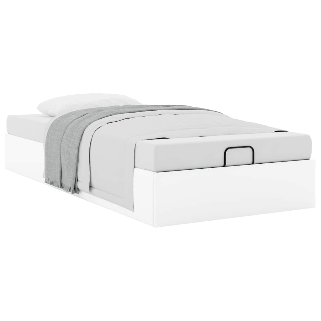 Ottoman Bed Frame Without Mattress White Single Faux Leather