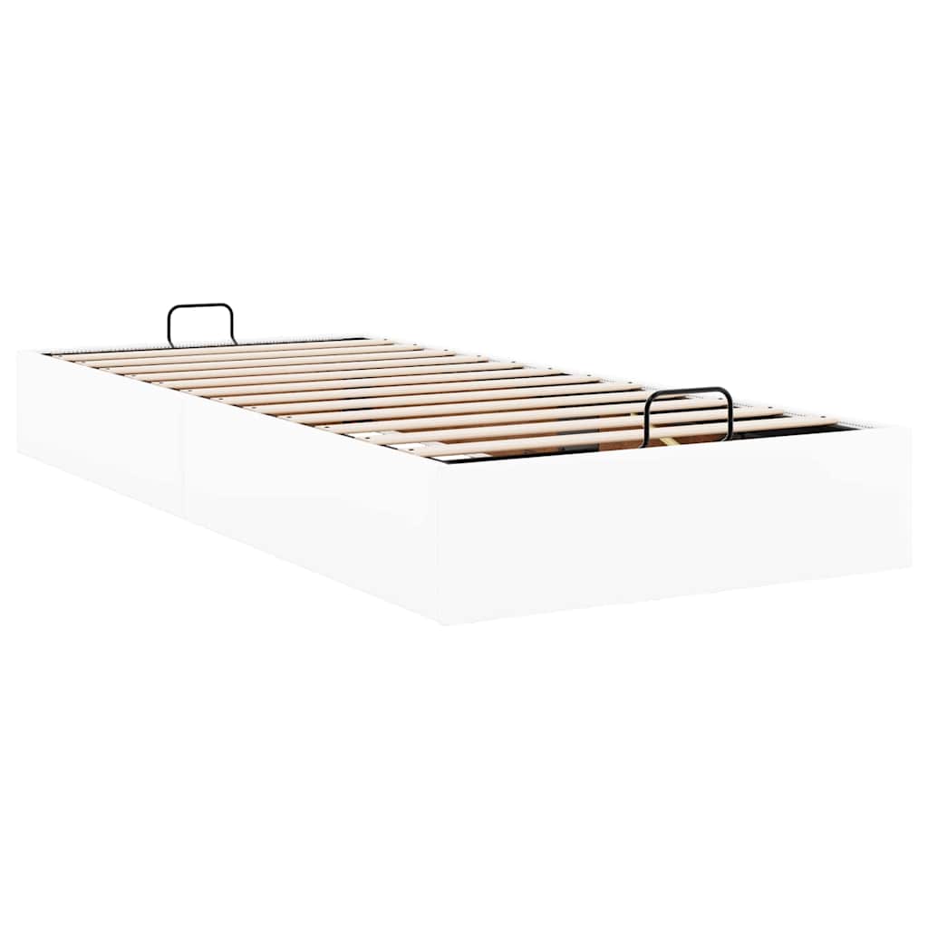 Ottoman Bed Frame Without Mattress White Single Faux Leather