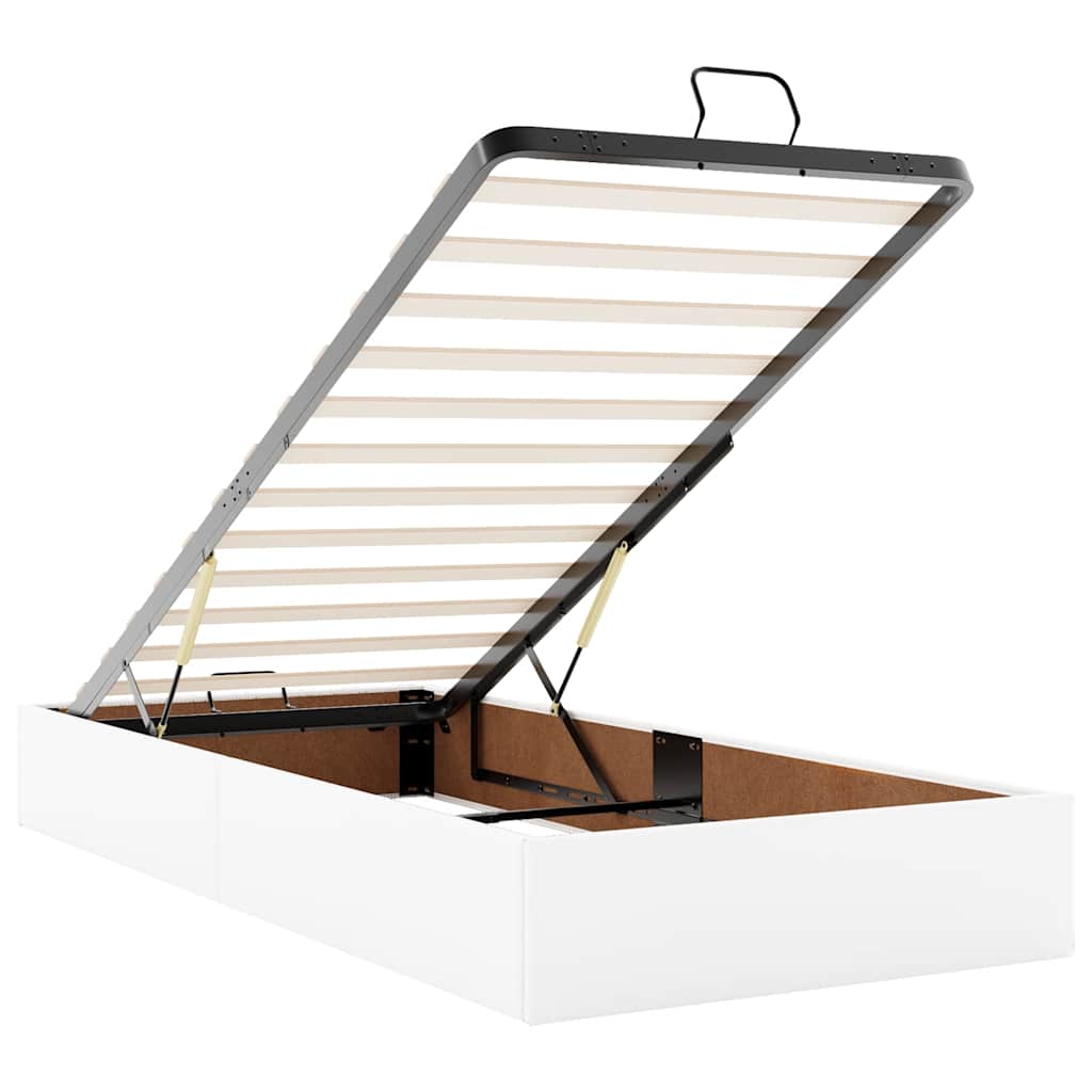 Ottoman Bed Frame Without Mattress White Single Faux Leather