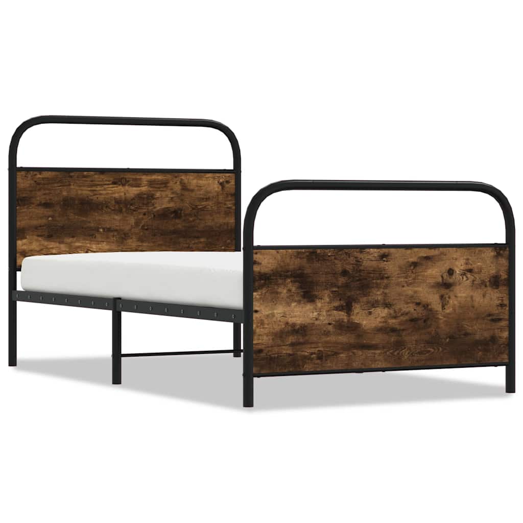 Bed Frame Without Mattress 90X190 Cm Single Smoked Oak Engineered Wood