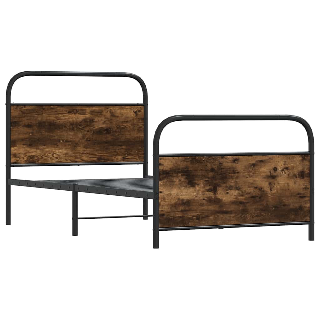Bed Frame Without Mattress 90X190 Cm Single Smoked Oak Engineered Wood