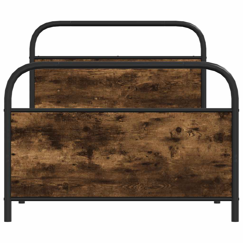 Bed Frame Without Mattress 90X190 Cm Single Smoked Oak Engineered Wood