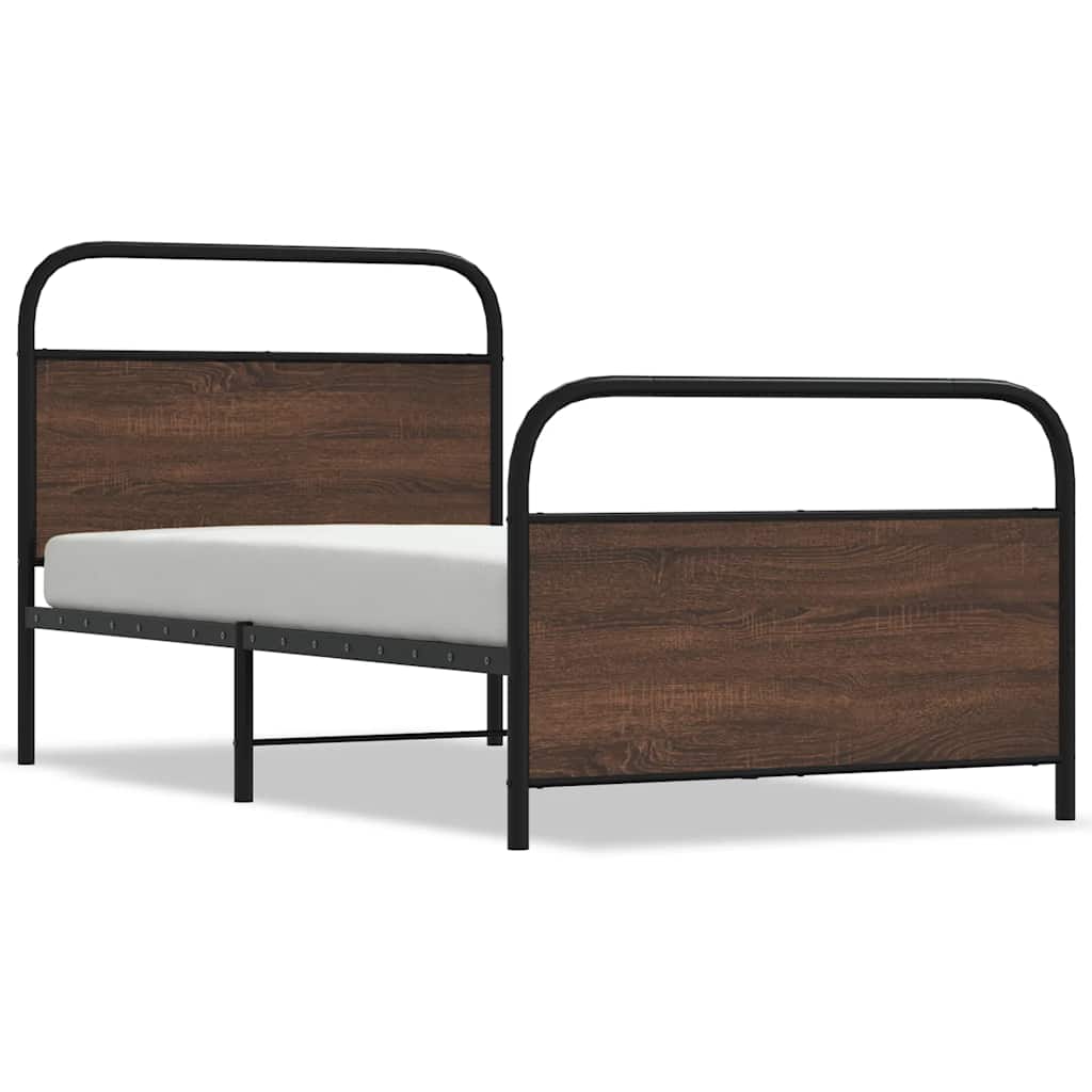Bed Frame Without Mattress 90X190 Cm Single Brown Oak Engineered Wood