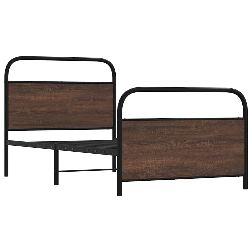 Bed Frame Without Mattress 90X190 Cm Single Brown Oak Engineered Wood