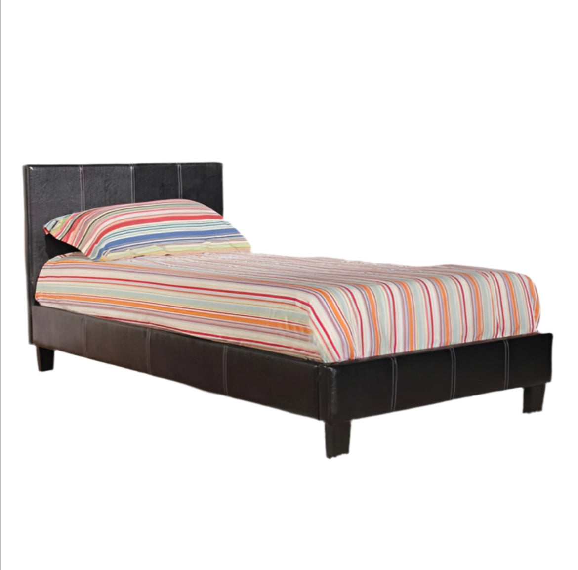 Brighton Luxe Leather Effect with Stylish Headboard King Size Upholstered Bed Frame - Brown - Nestium